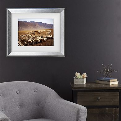 Murat Cacim Desert Sheep Herd Matted Framed Wall Art