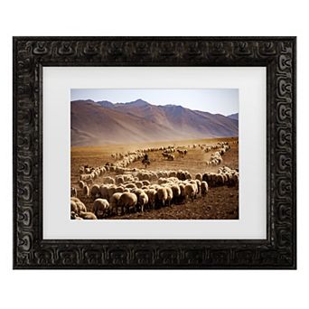 Murat Cacim Desert Sheep Herd Matted Framed Wall Art