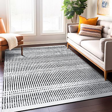 World Rug Gallery Contemporary Minimalistic Stripe Lines Area Rug