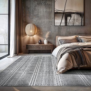 World Rug Gallery Contemporary Minimalistic Stripe Lines Area Rug