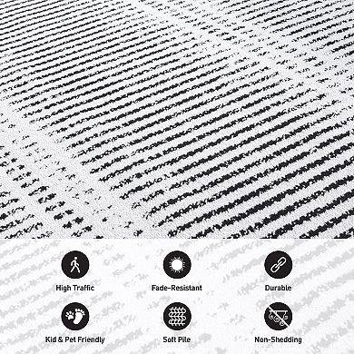 World Rug Gallery Contemporary Minimalistic Stripe Lines Area Rug