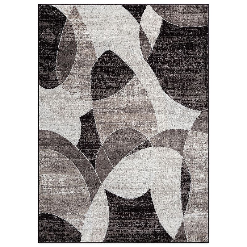 World Rug Gallery Contemporary Distressed Circle Area Rug, Brown