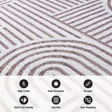 World Rug Gallery Bohemian Stripe Arch Design Area Rug