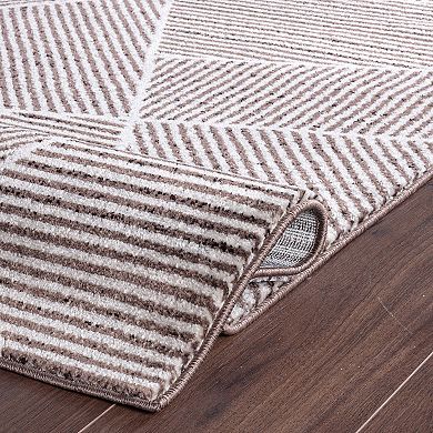 World Rug Gallery Contemporary Geometric Stripe Area Rug