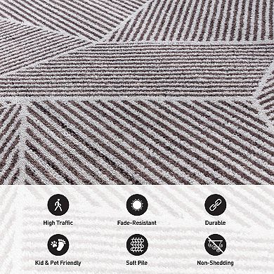 World Rug Gallery Contemporary Geometric Stripe Area Rug
