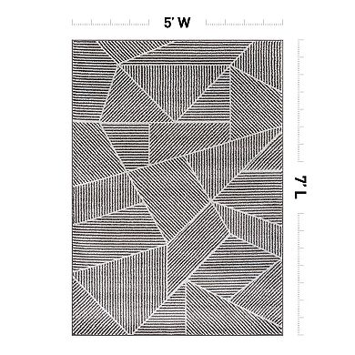 World Rug Gallery Contemporary Geometric Stripe Area Rug