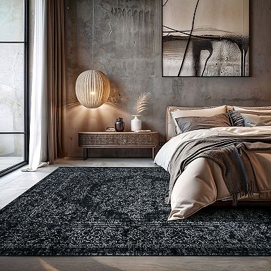 World Rug Gallery Sky Vintage Distressed Area Rug