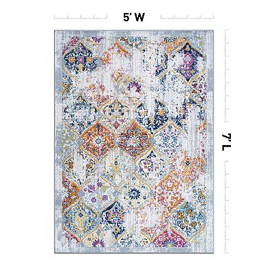 World Rug Gallery Sky Trellis Bordered Area Rug