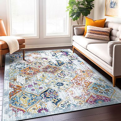 World Rug Gallery Sky Trellis Bordered Area Rug