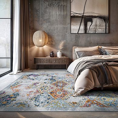 World Rug Gallery Sky Trellis Bordered Area Rug