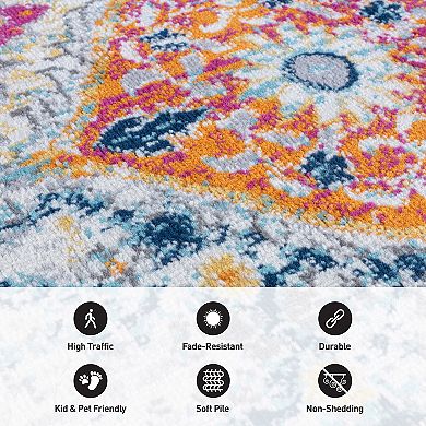World Rug Gallery Sky Trellis Bordered Area Rug