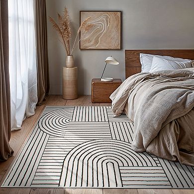 World Rug Gallery Milan Contemporary Stripe Arch Design Area Rug