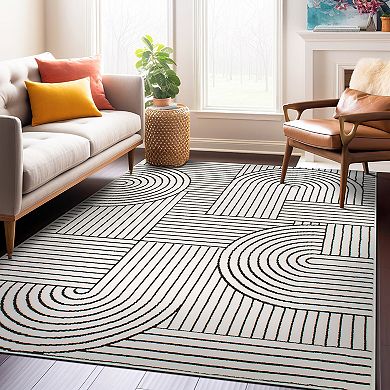World Rug Gallery Milan Contemporary Stripe Arch Design Area Rug