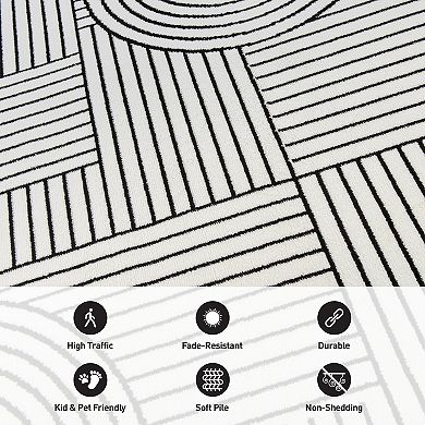 World Rug Gallery Milan Contemporary Stripe Arch Design Area Rug
