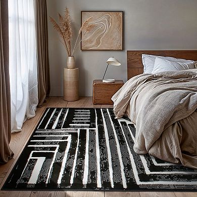 World Rug Gallery Milan Contemporary Stripe Design Area Rug