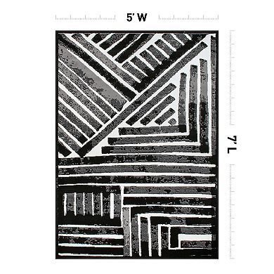 World Rug Gallery Milan Contemporary Stripe Design Area Rug