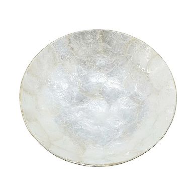 Everyday Decor White Capiz Decorative Bowl