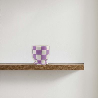 Purple Checker Ceramic Planter Table Decor