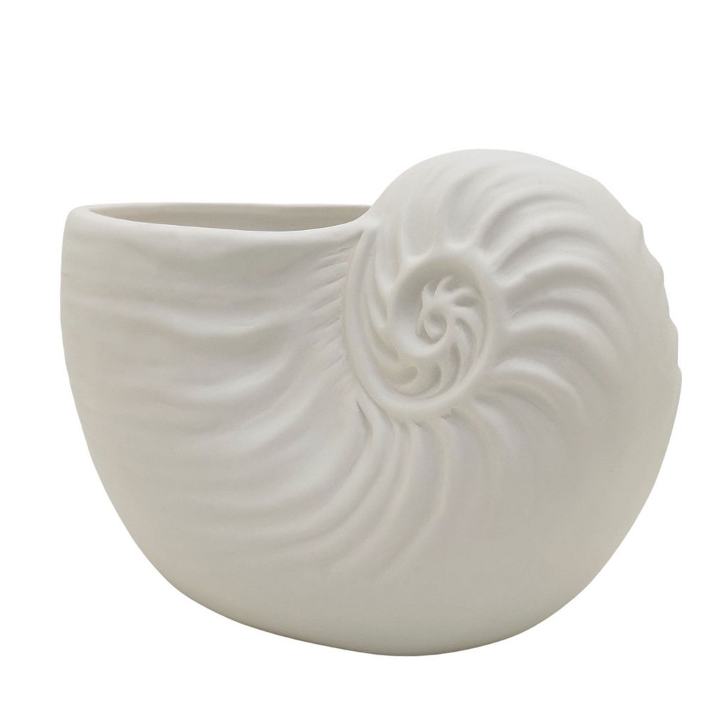 White Ceramic Shell Planter
