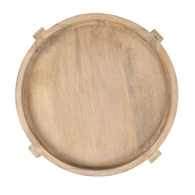 Everyday Decor White Washed Round Decorative Tray Table Decor