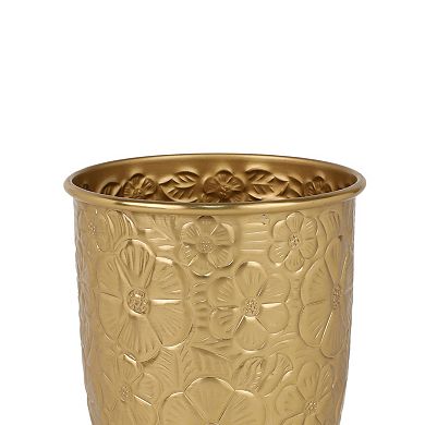 Debossed Floral Metal Planter