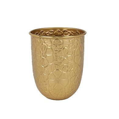 Debossed Floral Metal Planter