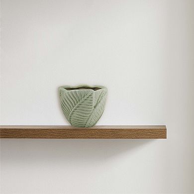 Stoneware Leaf Shaped Planter Table Decor
