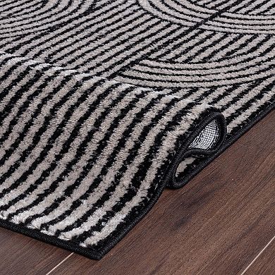 World Rug Gallery Modern Arch Pattern Stripe Area Rug