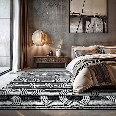 World Rug Gallery Modern Arch Pattern Stripe Area Rug