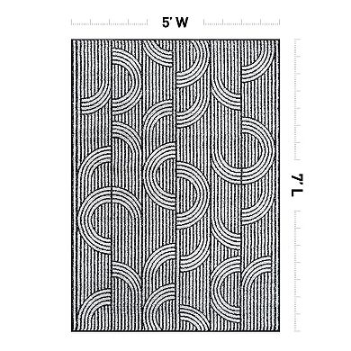 World Rug Gallery Modern Arch Pattern Stripe Area Rug