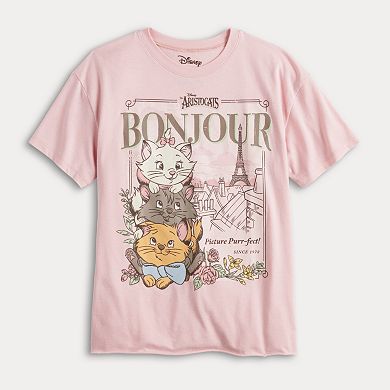 Disney's The Aristocats Bonjour Paris Juniors' Crewneck Graphic T-Shirt