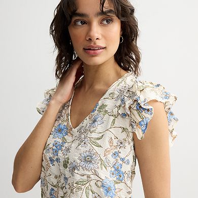 Juniors' Fair Haven Double Ruffle Crinkle Top