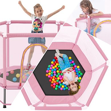 Merax 55'' Toddlers Trampoline with Safety Enclosure Net and Balls
