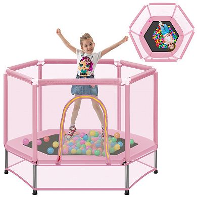 Merax 55'' Toddlers Trampoline with Safety Enclosure Net and Balls