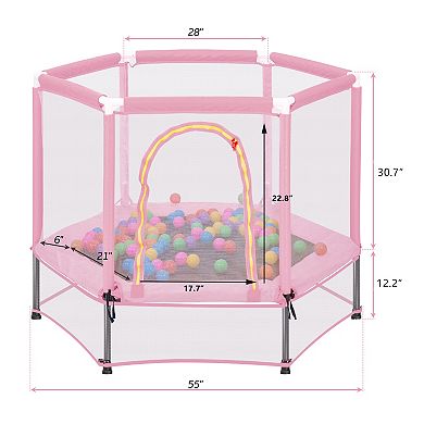 Merax 55'' Toddlers Trampoline with Safety Enclosure Net and Balls