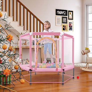 Merax 55'' Toddlers Trampoline with Safety Enclosure Net and Balls
