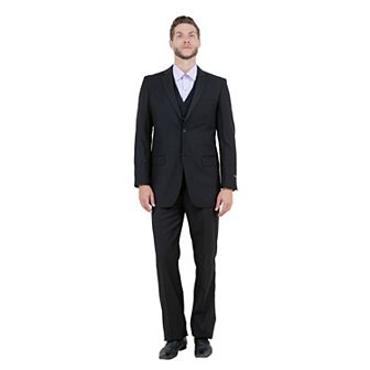 Men's Modern-Fit 3 pc Sharkskin Suit Set w/ Jacket, Vest and Pants