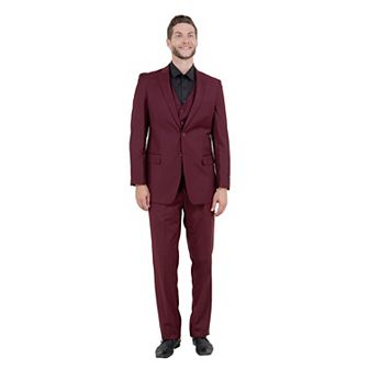 Men's Modern-Fit 3 pc Sharkskin Suit Set w/ Jacket, Vest and Pants