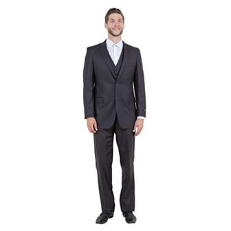 Men's Modern-Fit 3 pc Sharkskin Suit Set w/ Jacket, Vest and Pants