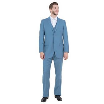 Men's Modern-Fit 3 pc Sharkskin Suit Set w/ Jacket, Vest and Pants