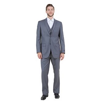 Men's Modern-Fit 3 pc Sharkskin Suit Set w/ Jacket, Vest and Pants