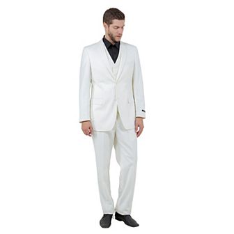 Men's Modern-Fit 3 pc Sharkskin Suit Set w/ Jacket, Vest and Pants