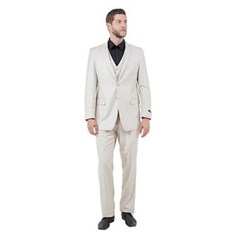 Men's Modern-Fit 3 pc Sharkskin Suit Set w/ Jacket, Vest and Pants