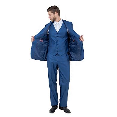Men's Modern-Fit 3pc Sharkskin Suit Set, Notch Lapel