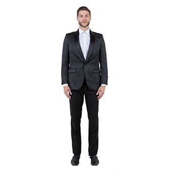 Mens Slim-fit Solid Paisley Blazer Only W/ Shawl Collar