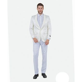 Mens Slim-fit Solid Paisley Blazer Only W/ Shawl Collar