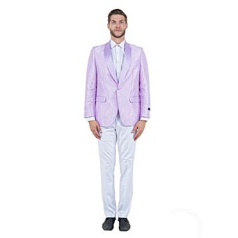 Mens Slim-fit Solid Paisley Blazer Only W/ Shawl Collar