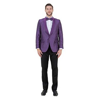Mens Slim-fit Solid Paisley Blazer Only W/ Shawl Collar