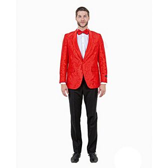 Mens Slim-fit Solid Paisley Blazer Only W/ Shawl Collar