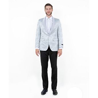 Mens Slim-fit Solid Paisley Blazer Only W/ Shawl Collar